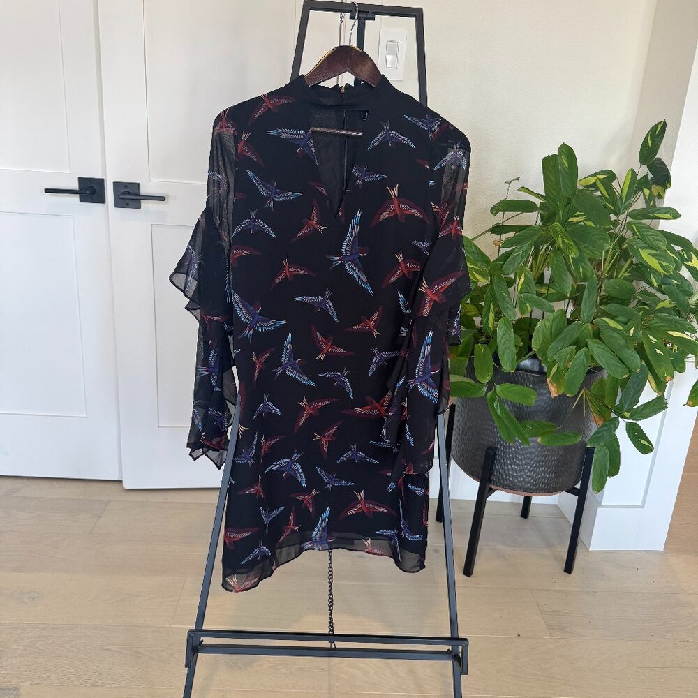 Sam Edelman NWT Cut Out Birds Mini Dress Ruffle Sleeves Size 6